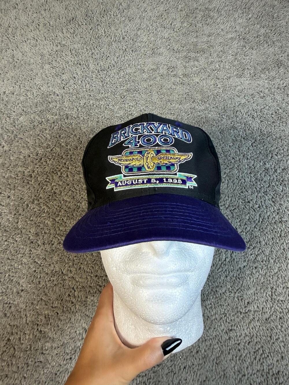 Vintage Brickyard 400 Hat Cap Snap Back Mens One Size Black NASCAR Racing 1995